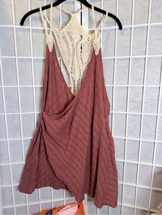 Free People Dresses & Skirts - Free people Crochet Back rust orange brown Sleeveless Mini Dress